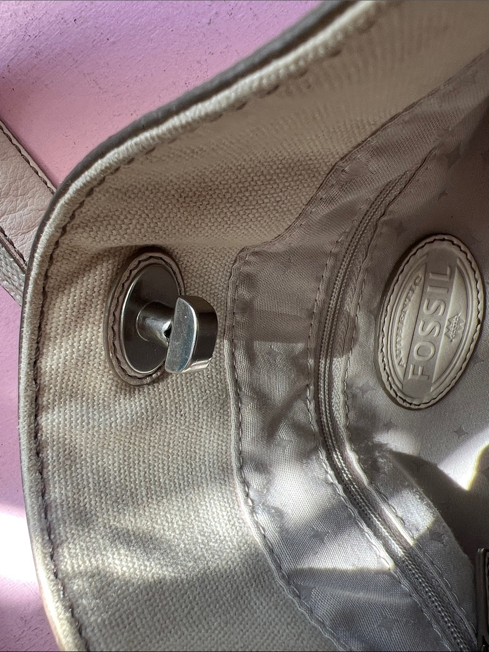 Women's Neutral Leather Shoulder Bag - Beige silver hardware - Picture 11 of 16